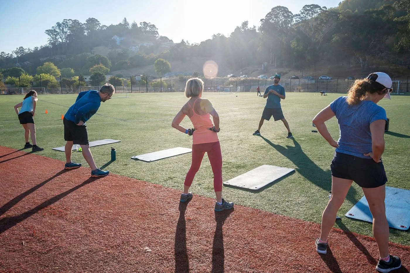 Outdoor fitness class on Red Hill field
